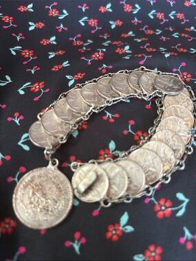 Vintage 1954 Mexican Silver Coin Bracelet